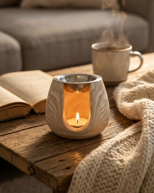 Brûleur pour fondants parfumés cote marron marbré