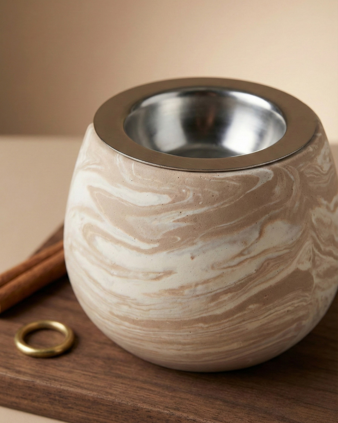 Brûleur pour fondants parfumés cote marron marbré