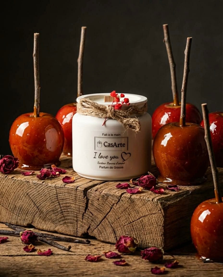 bougie i love you avec des pommes d'amour