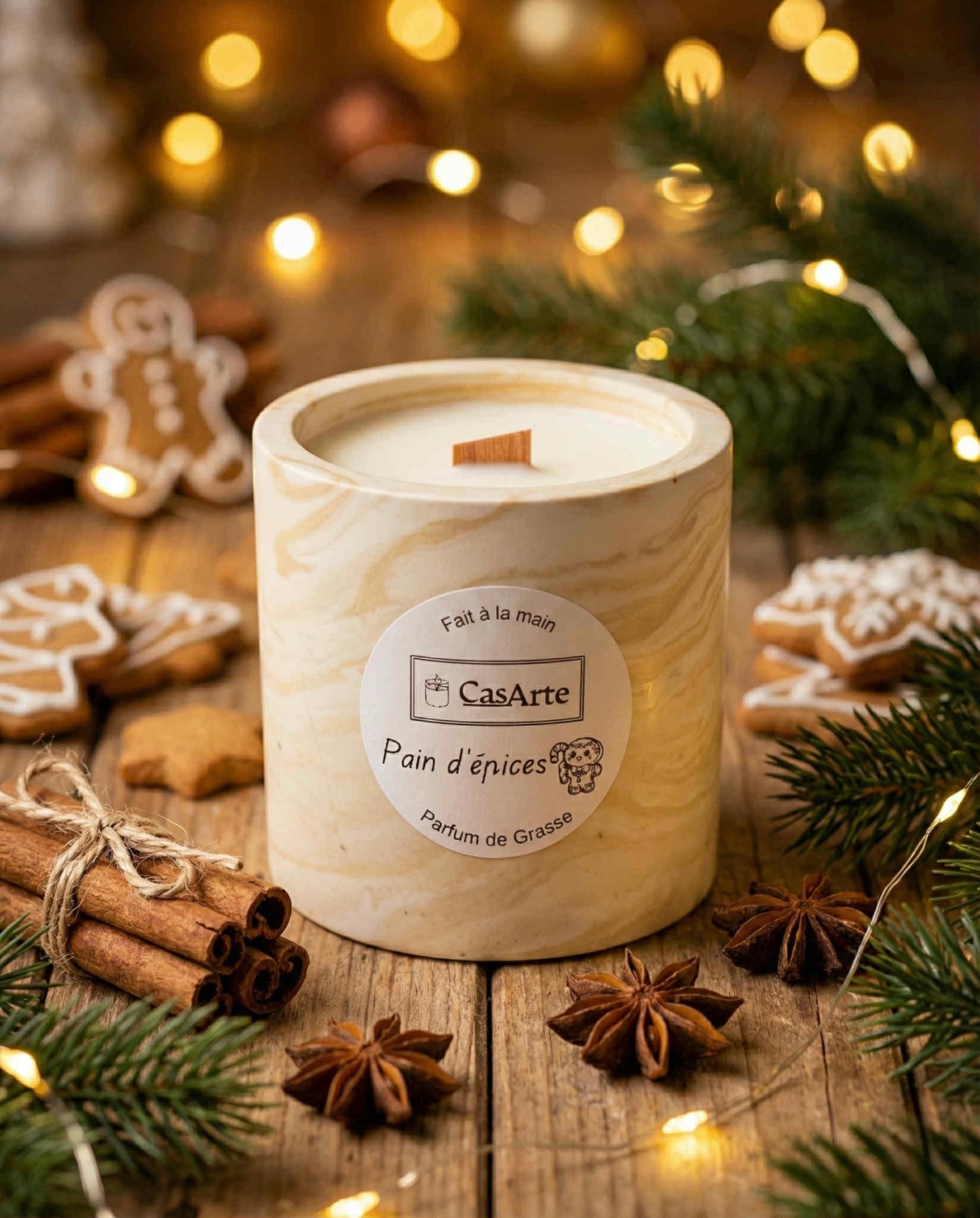 Bougie Artisanale - Pain d'Épices - Grande Bougie Gourmande