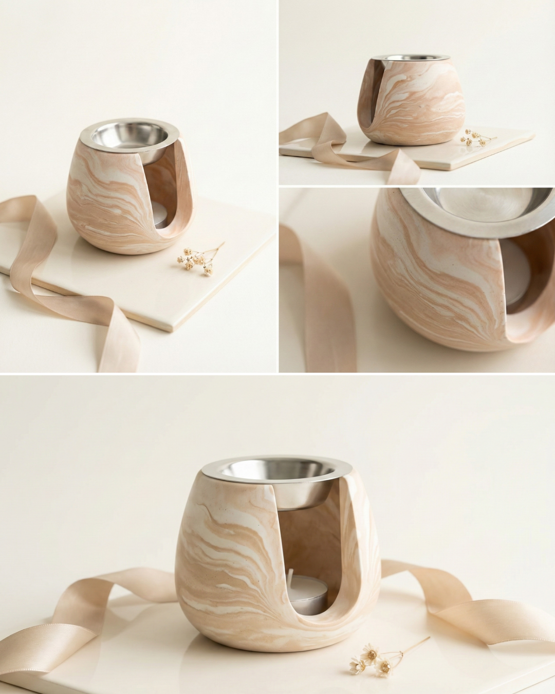 Brûleur pour fondants parfumés cote beige marbré 