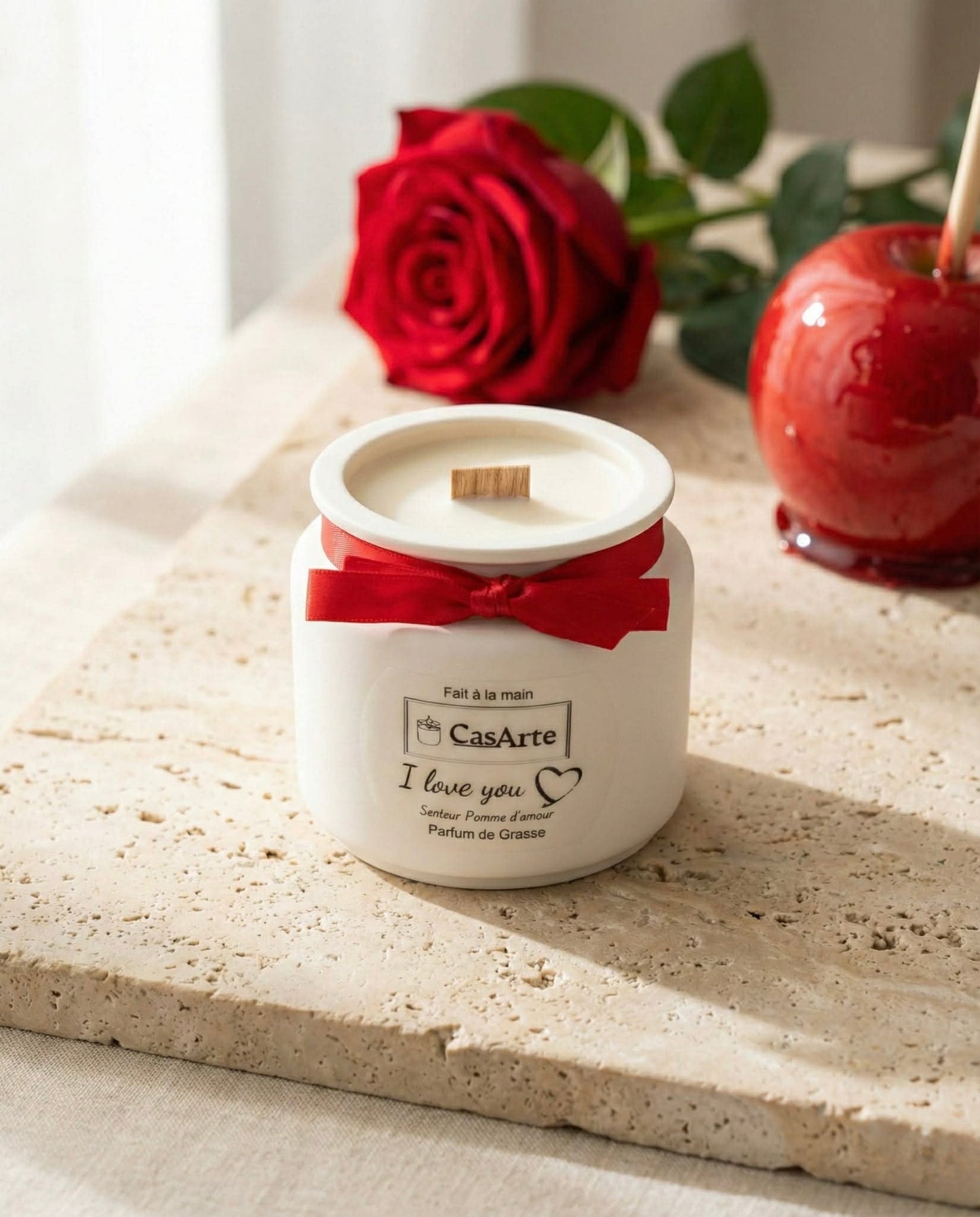 Bougie "I Love You" - Pomme d'Amour | Cadeau Saint-Valentin Casarte CasArte
